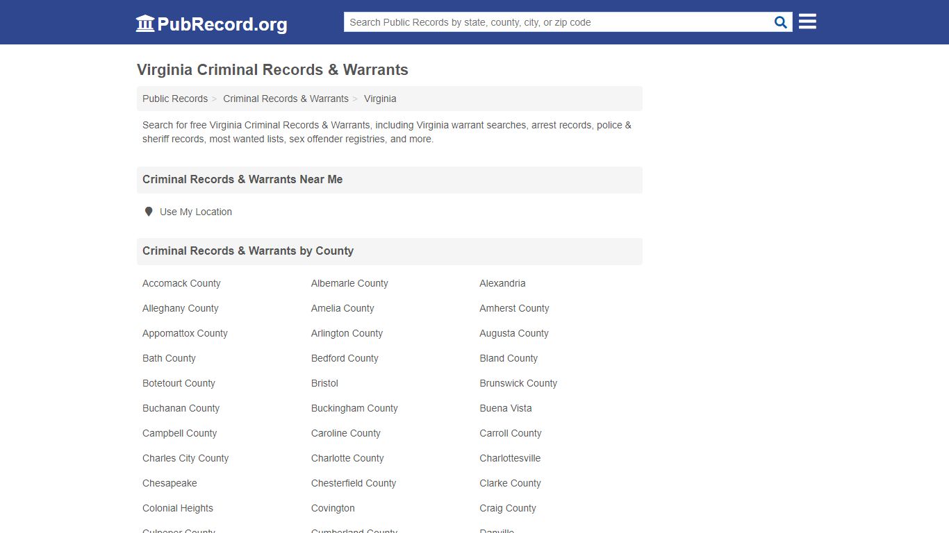 Free Virginia Criminal Records & Warrants - pubrecord.org